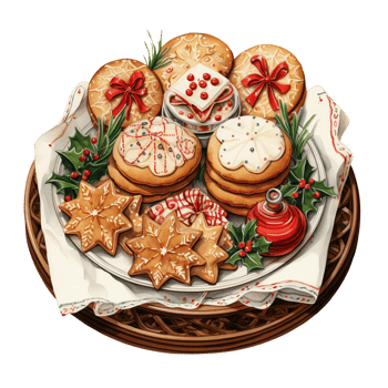 Watercolor Christmas dessert png
