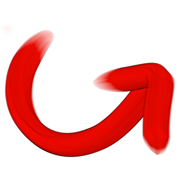 Red arrow icon . The red arrow indicated the direction symbol. curved arrow sign. 3D style. png