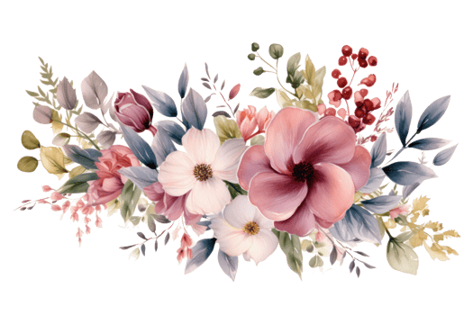 Watercolor floral borber isolated png