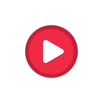 Red Play button icon. Media player audio symbol vector