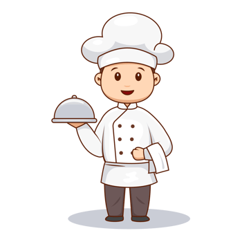 Cute Male Chef Holding Food Tray png