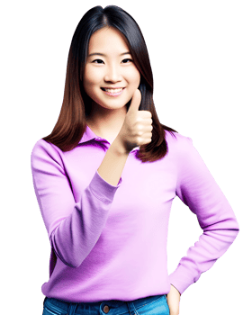 woman showing thumbs up png