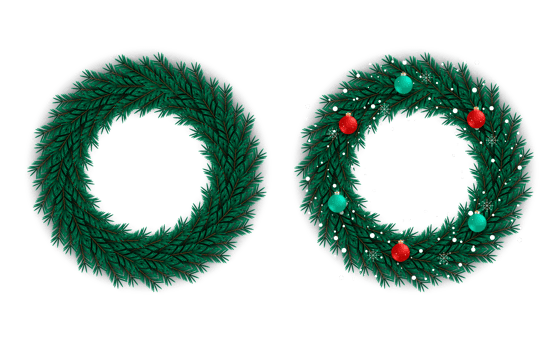 Christmas wreath design merry christmas door decoration element with christmas ball ribbon and snowflake and star png