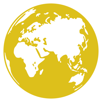 World Map on Globe Silhouette  for Icon, Symbol, App, Website, Pictogram, Logo Type, Art Illustration or Graphic Design Element. Format PNG