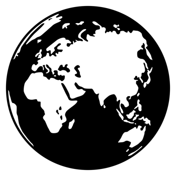 World Map on Globe Silhouette  for Icon, Symbol, App, Website, Pictogram, Logo Type, Art Illustration or Graphic Design Element. Format PNG