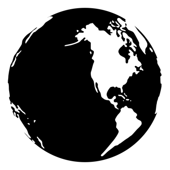 World Map on Globe Silhouette  for Icon, Symbol, App, Website, Pictogram, Logo Type, Art Illustration or Graphic Design Element. Format PNG