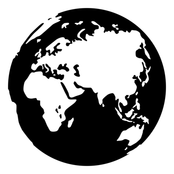 World Map on Globe Silhouette  for Icon, Symbol, App, Website, Pictogram, Logo Type, Art Illustration or Graphic Design Element. Format PNG