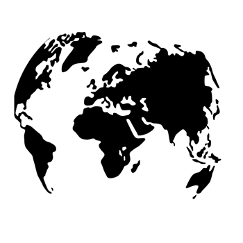 World Map on Globe Silhouette for Icon, Symbol, App, Website, Pictogram, Logo Type, Art Illustration or Graphic Design Element. Format PNG