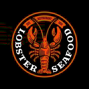 logo badge of lobster seafood in doodle vintage design. vector