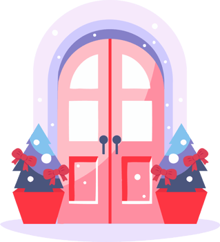 Hand Drawn Christmas door in flat style png