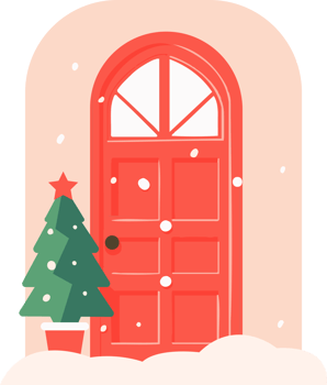 Hand Drawn Christmas door in flat style png