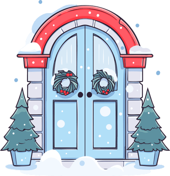 Hand Drawn Christmas door in flat style png