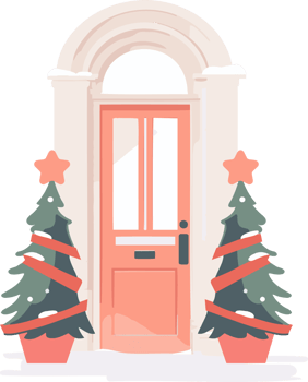 Hand Drawn Christmas door in flat style png