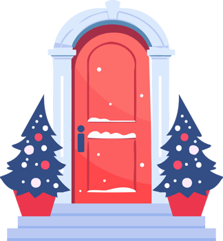 Hand Drawn Christmas door in flat style png