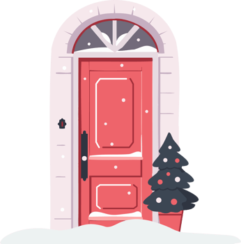Hand Drawn Christmas door in flat style png