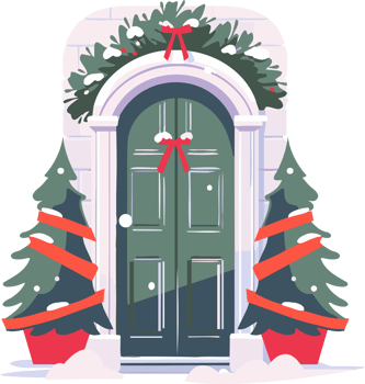 Hand Drawn Christmas door in flat style png