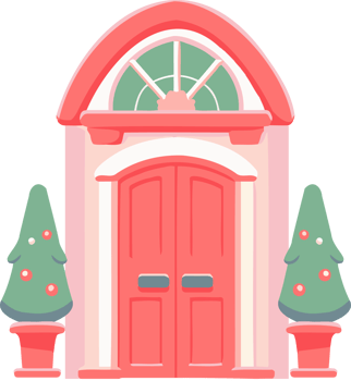 Hand Drawn Christmas door in flat style png