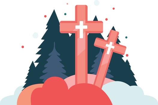 Hand Drawn christmas cross in flat style vector