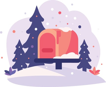 Hand Drawn Christmas mailbox in flat style vector