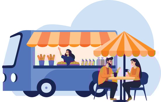 Hand Drawn Food Truck or Street Food in flat style vector