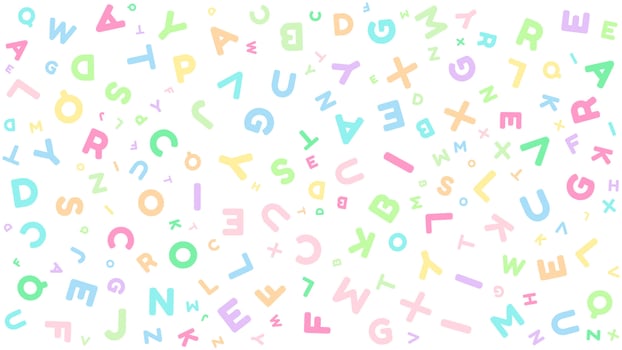 A background with colorful letters of various sizes as a pattern. vector