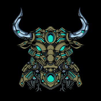 an illustration of a bull head robot vector