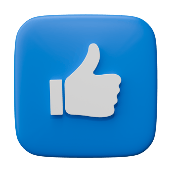 Thumb up, Like icon. Social media sign, technology design banner on transparent background. 3D render illustration. png