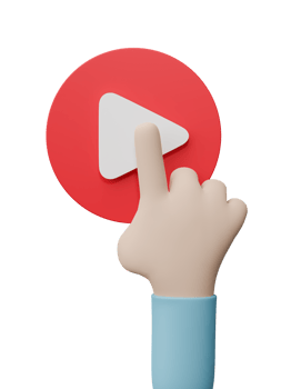 cartoon character hand play video button icon isolated on transparent background. png