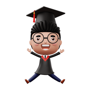 Happy graduation child, kid celebrating graduation, 3d rendering png