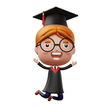 Happy graduation child, kid celebrating graduation, 3d rendering png