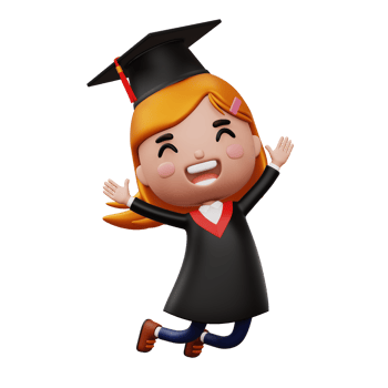 Happy graduation child, kid celebrating graduation, 3d rendering png