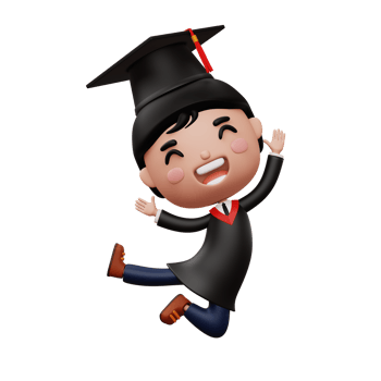 Happy graduation child, kid celebrating graduation, 3d rendering png