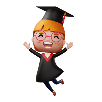 Happy graduation child, kid celebrating graduation, 3d rendering png