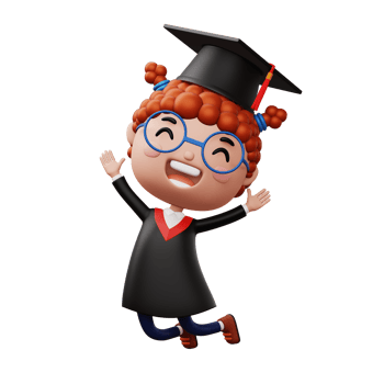 Happy graduation child, kid celebrating graduation, 3d rendering png