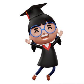 Happy graduation child, kid celebrating graduation, 3d rendering png