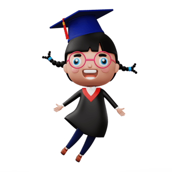 Happy graduation child, kid celebrating graduation, 3d rendering png