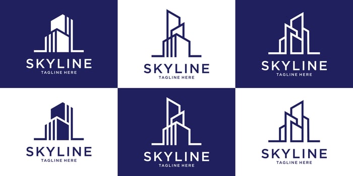 logo design skyline modern building template vector