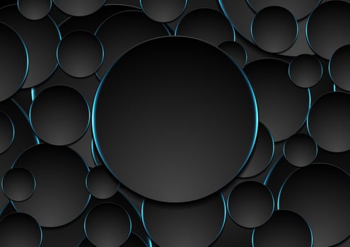 Black and blue circles abstract tech background vector
