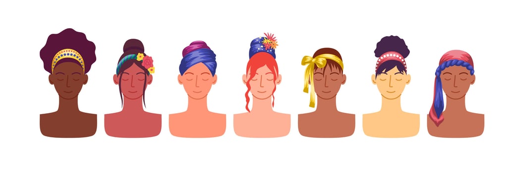 Cartoon Color Characters Woman Hairband on Head Concept. Vector