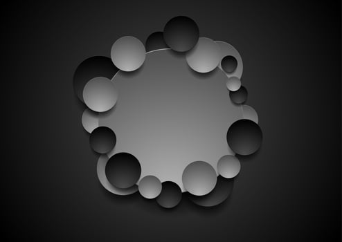 Grey and black abstract tech circles background vector
