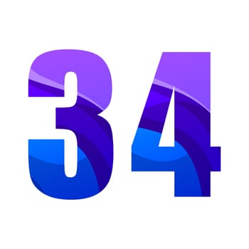 vector number 34  colorful gradient design