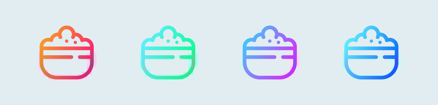Rice bowl line icon in gradient colors. Food signs vector illustration.