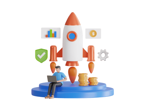 3d illustration of startup project progress, business development, business growth, profit increase. png