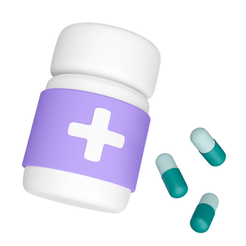 3d medicine bottle with capsule pills isolated. 3d render illustration png