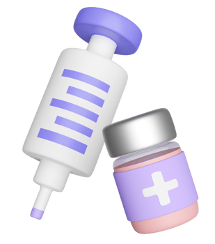 3d syringe, vaccine bottle isolated. 3d render illustration png
