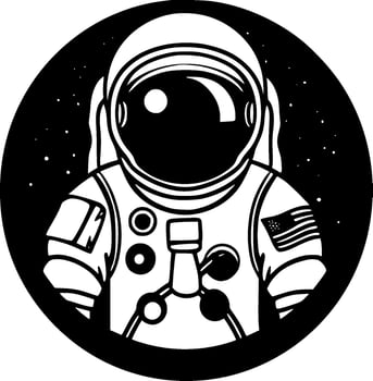 Astronaut - Black and White Isolated Icon - Vector illustration