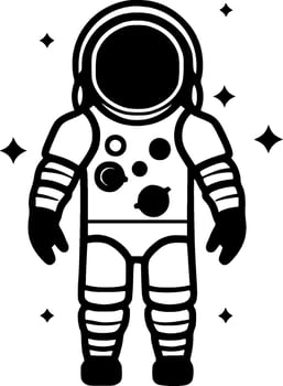 Astronaut, Black and White Vector illustration