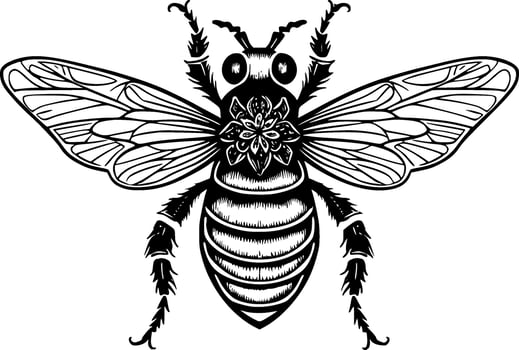 Bee - Black and White Isolated Icon - Vector illustration