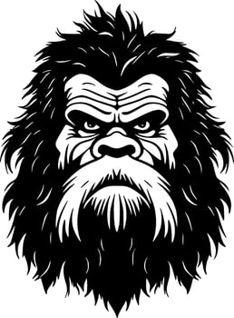Bigfoot, Black and White Vector illustration