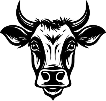 Cow - Black and White Isolated Icon - Vector illustration